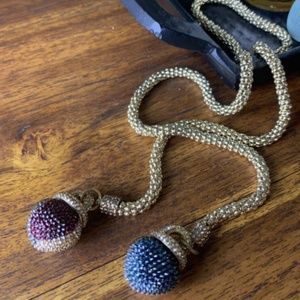 RONI BLANSHAY Necklace Red blue Gold Swarovski Lariat